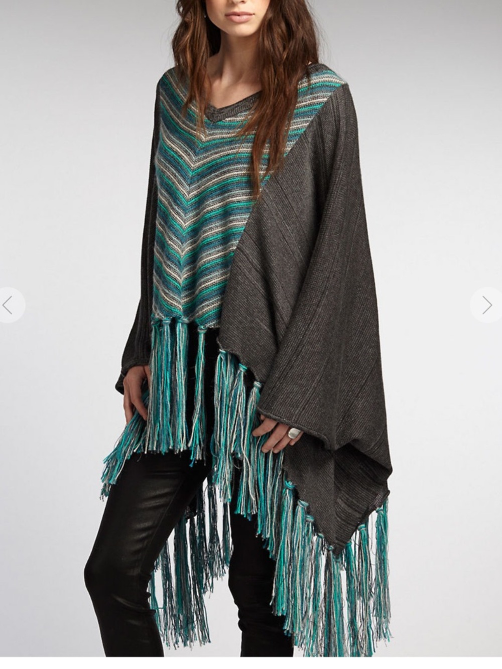 Indigenous Zig Zag Alpaca Wool-Blend Poncho size medium/ large